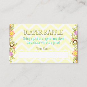 Orange and Green Owls - Diaper Raffle Ticket Enclosure Card
