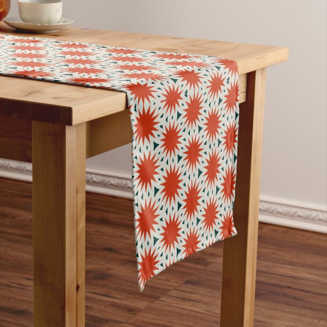 ORANGE AND GREEN PATTERN  SHORT TABLE RUNNER (In Situ)