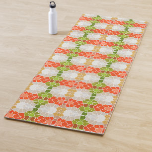 Orange and Green Pattern Yoga Mat