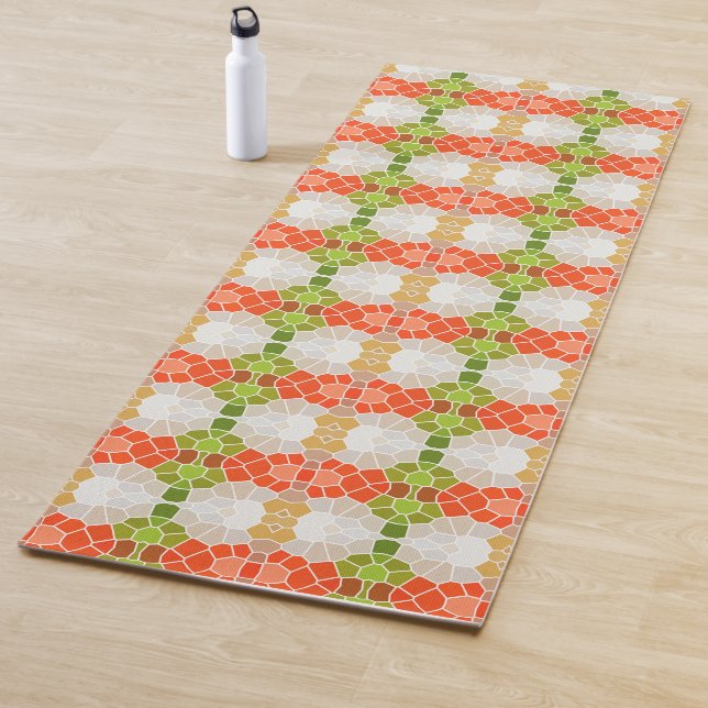 Orange and Green Pattern  Yoga Mat (In Situ)