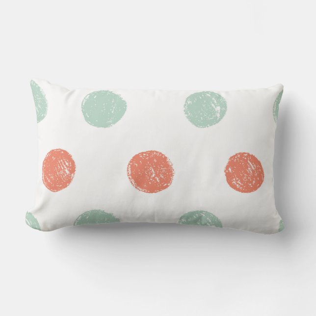 orange and green polka dot lumbar cushion (Front)