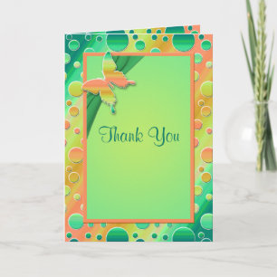 Orange and Green Polka Dot Thank You Card