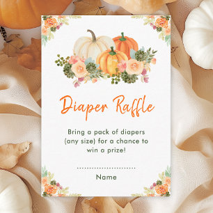 Orange and Green Pumpkin Baby Shower Diaper Raffle Enclosure Card