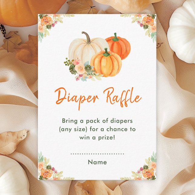 Orange and Green Pumpkin Baby Shower Diaper Raffle Enclosure Card (Creator Uploaded)