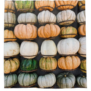 Orange and green pumpkin lot shower curtain