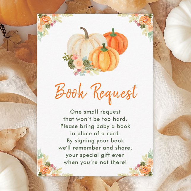 Orange and Green Pumpkins Baby Shower Book Request Enclosure Card (Creator Uploaded)