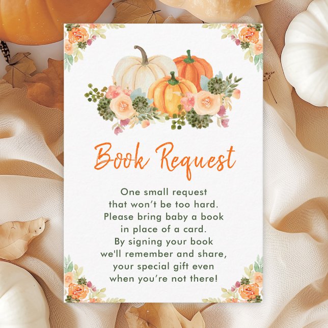 Orange and Green Pumpkins Baby Shower Book Request Enclosure Card (Creator Uploaded)