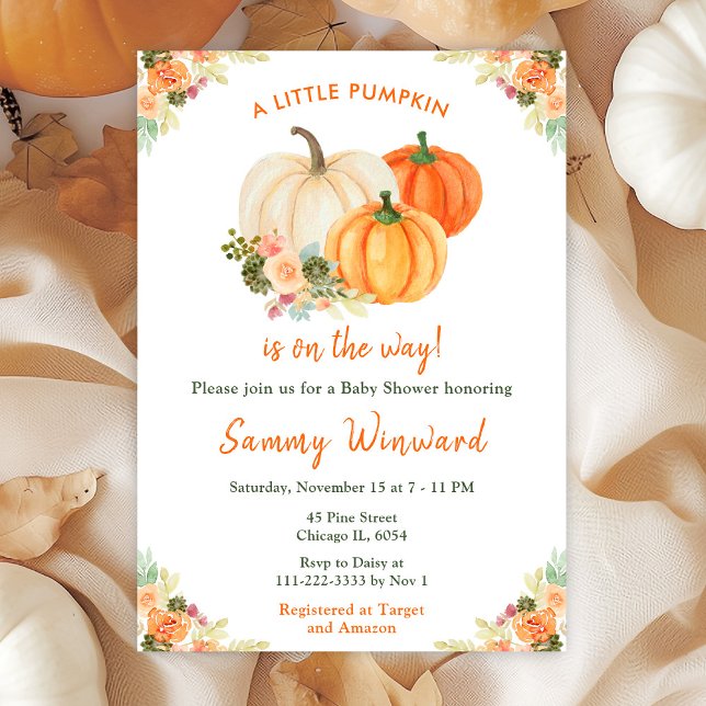 Orange and Green Pumpkins Baby Shower Invitation (Creator Uploaded)
