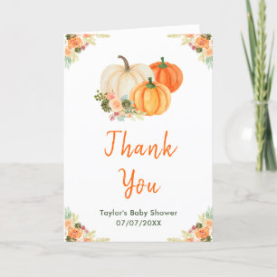 Orange and Green Pumpkins Baby Shower Thank You Card