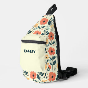 Orange and Green Retro Floral Sling Bag