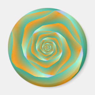 Orange and Green Spiral Rose Magnet