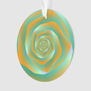 Orange and Green Spiral Rose Ornament