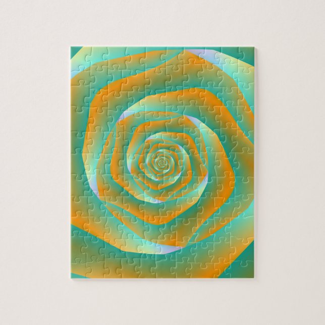 Orange and Green Spiral Rose Puzzle (Vertical)
