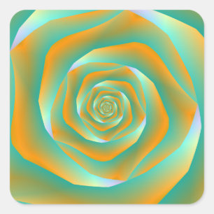 Orange and Green Spiral Rose Sticker