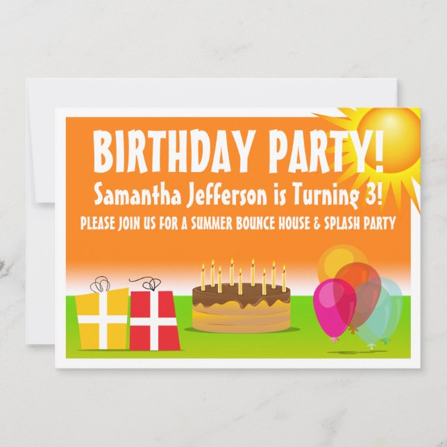 Orange and Green Summer Outdoor Birthday Invitation (Front)