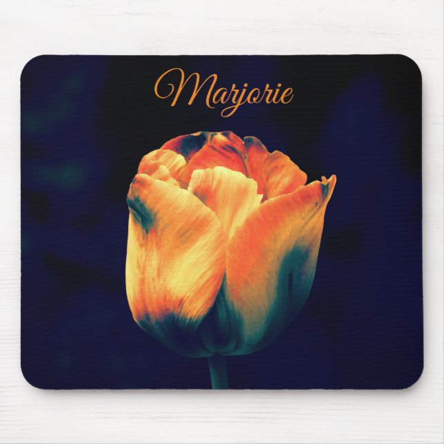 Orange and Green Tulip *Personalise* Mouse Pad (Front)