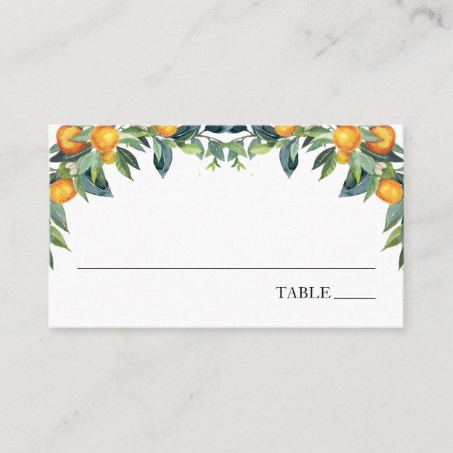 Orange and Greenery Name Place Card (Front)