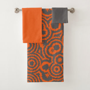 orange and grey abstract  bath towel set