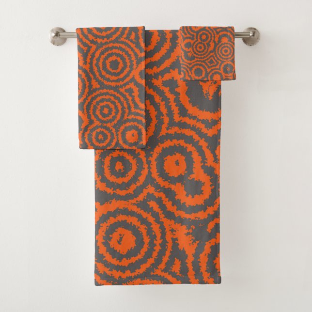 orange and grey abstract bath towel set (Insitu)