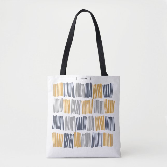 Orange and Grey Abstract Lines Tote Bag (Front)