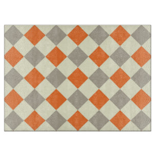 Orange and Grey Chequered Cutting Board