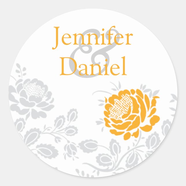 Orange and Grey Damask Envelope Seal (Front)