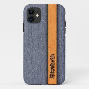 Orange and Grey Fabulous Wood Grain iPhone 11 Case