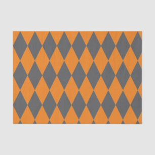 ORANGE AND GREY HARLEQUIN PATTERN Tissue Paper
