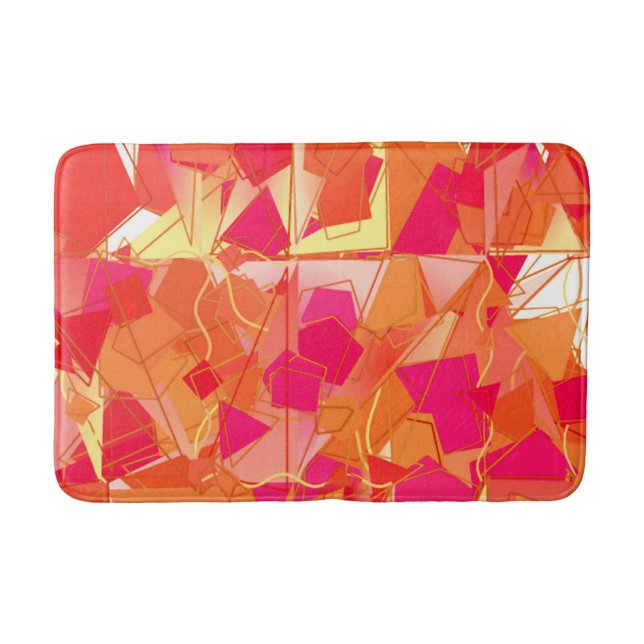 Orange and Hot Pink Abstract Bath Mat (Front)