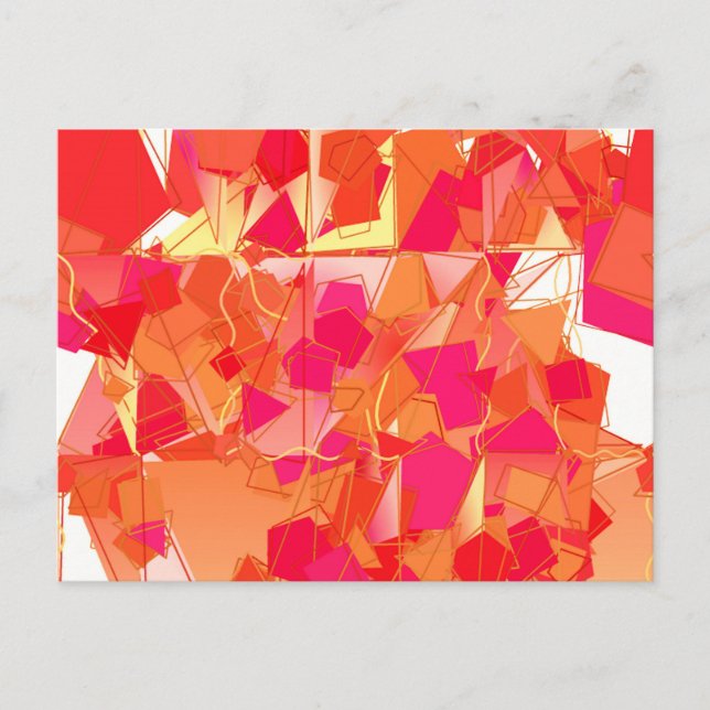 Orange and hot pink abstract postcard (Front)