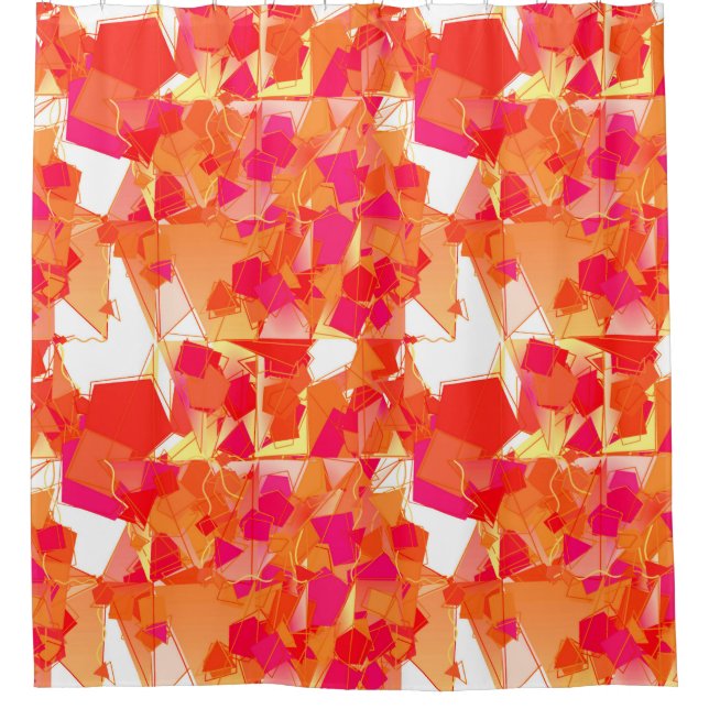 Orange and Hot Pink Abstract Shower Curtain (Front)