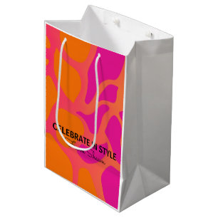 Orange and Hot Pink Gradient Celebrate In Style Medium Gift Bag