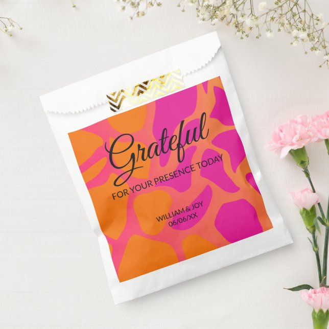 Orange and Hot Pink Gradient Grateful Favour Bags (Sealed)