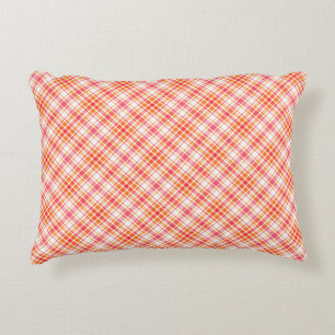 Orange and Hot Pink Plaid Accent Pillow