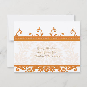 Orange and Ivory Damask Wedding Insert Card