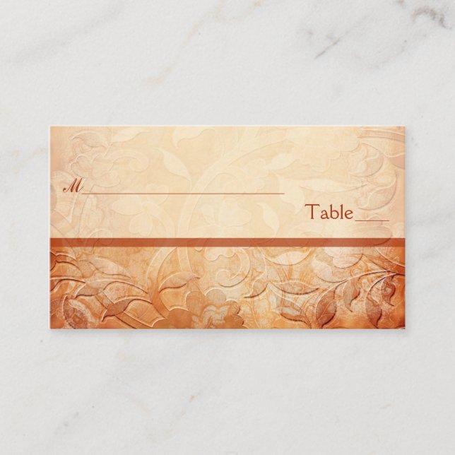 Orange and Ivory Floral Placecards (Front)