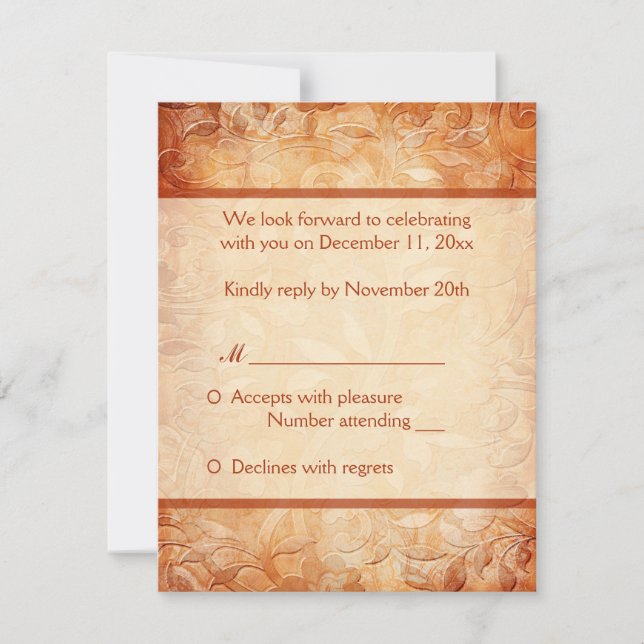 Orange and Ivory Floral Reply Card (Front)