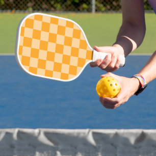 Orange and Light Orange Chequerboard Pickleball Paddle