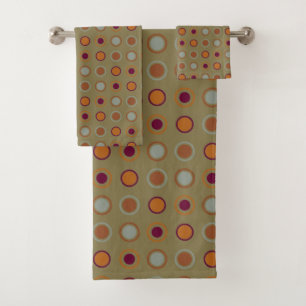 Orange and Magenta Dots Bath Towel Set