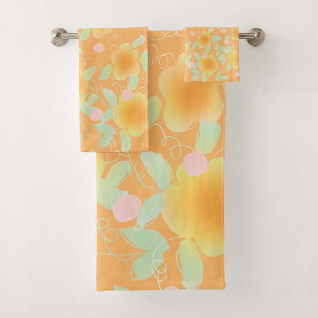 Orange and Mint Green Bath Towel Set (Insitu)