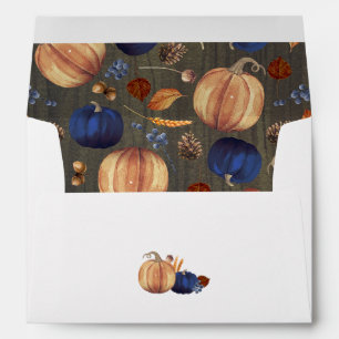 Orange and Navy Blue Pumpkins Rustic Fall Envelope