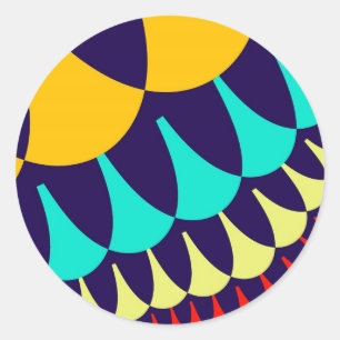 Orange and Navy Blue Scales Classic Round Sticker