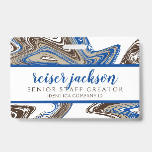 orange and navy blue strokes COMPANY ID BADGE