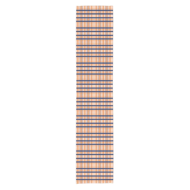 Orange and Navy Plaid Short Table Runner (Front)