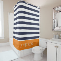 Orange and Navy Stripes Monogram