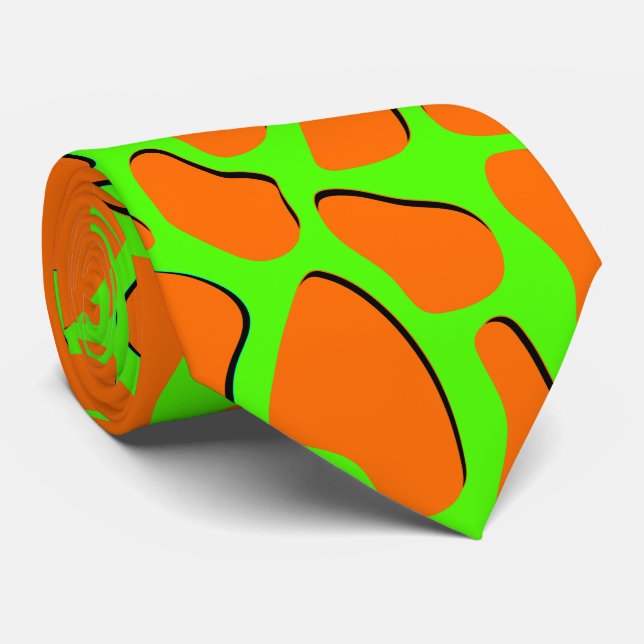 Orange and Neon Green Tie (Rolled)