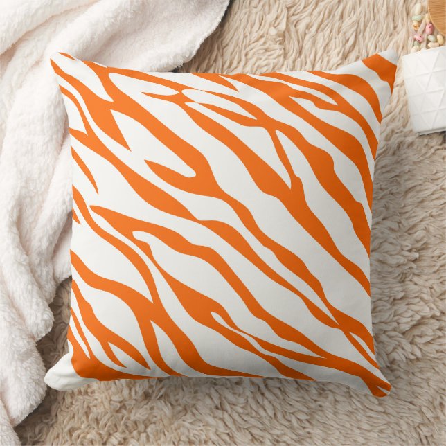 Orange and Off-White Zebra Design Pillow (Blanket)