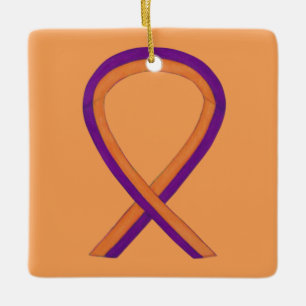 Orange and Orchid Awareness Ribbon Art Ornaments