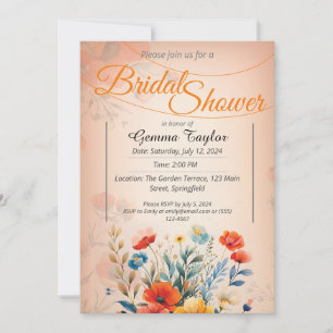 Orange and pastel colors with painted flowers desi invitation