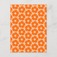 Orange and Peach Retro 60s Floral Pattern 